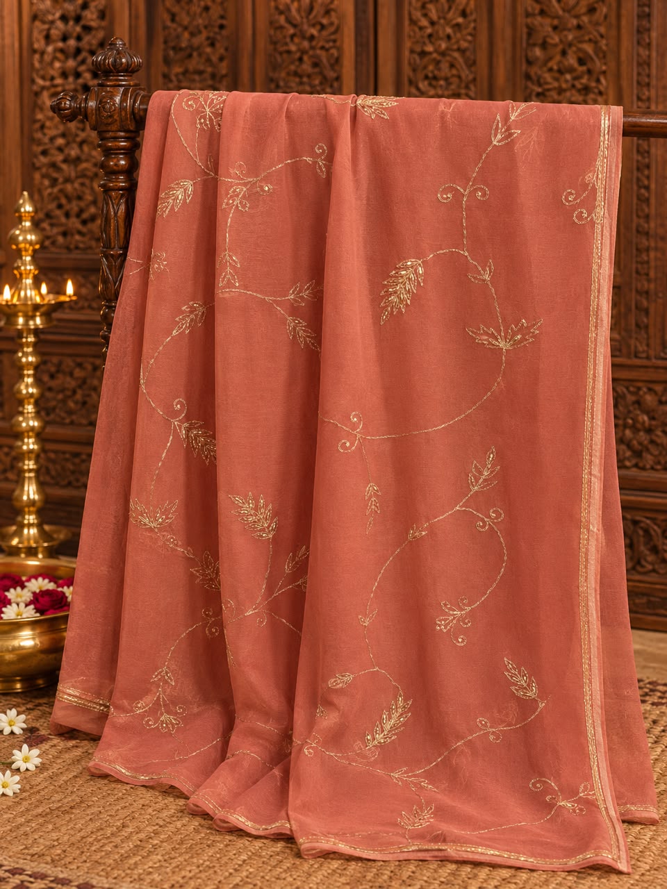 Embroidered Chiffon Saree